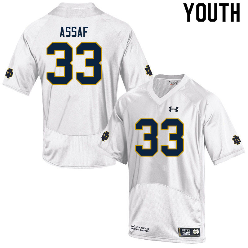 Youth #33 Sam Assaf Notre Dame Fighting Irish College Football Jerseys Sale-White - Click Image to Close